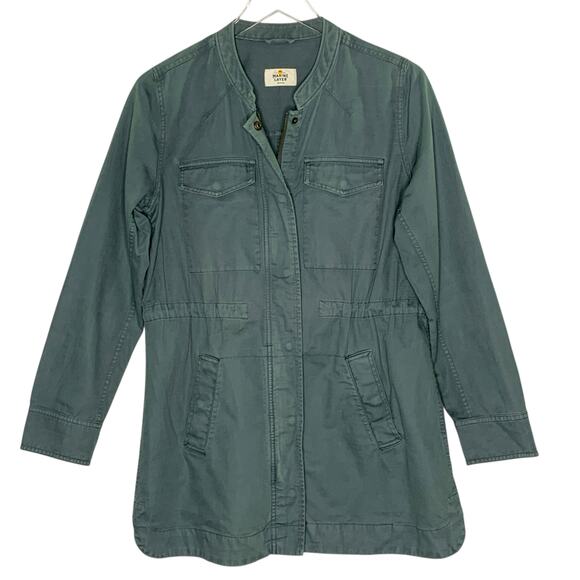 Marine Layer M Cotton Linen Blend Charlotte Utility Jacket Blue Green - Picture 1 of 11
